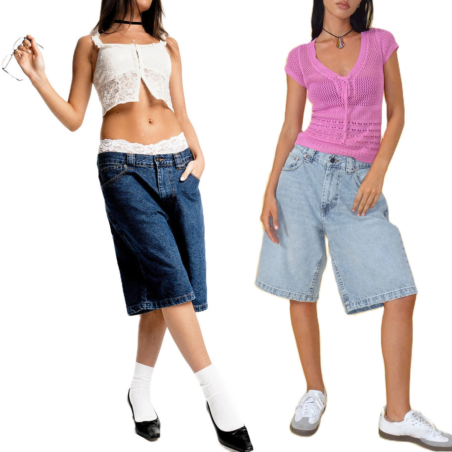 Damen Relaxed Fit Denim-Bermuda mit hohem Bund WW