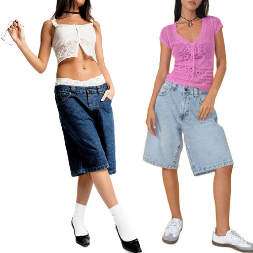 Damen Relaxed Fit Denim-Bermuda mit hohem Bund WW