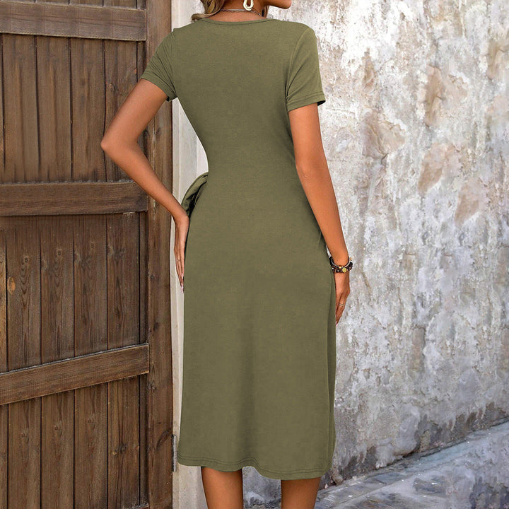 Damen Wickelkleid mit raffiniertem Knoten und hohen Schlitz W&W Mode