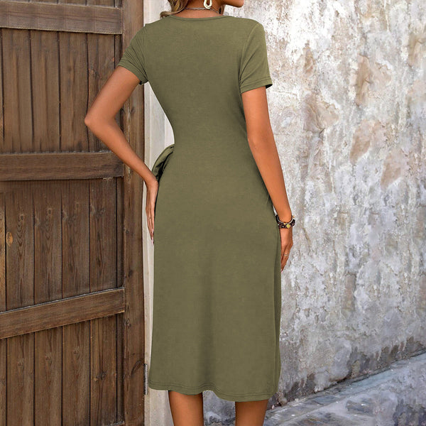 Damen Wickelkleid mit raffiniertem Knoten und hohen Schlitz W&W