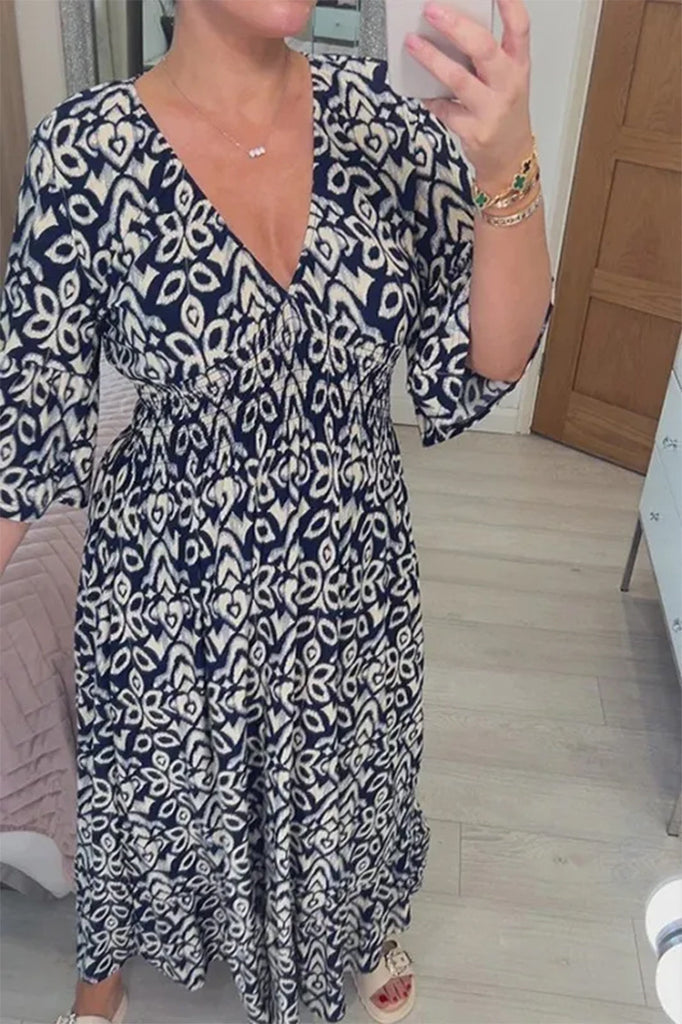 Damen Sommerliches Maxikleid mit V- Ausschnitt und luftigen Ärmeln WW
