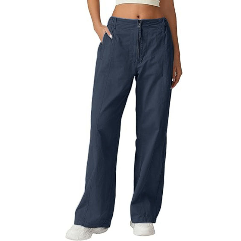 Damen weite Outdoor-Hose mit funktionalen Taschen und hohem Bund WW