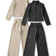 Damen sportliches Set mit Stehkragen und weitem Hosenansatz WW