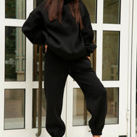 Damen Bequemer Hoodie und Jogginghose-Set mit Kapuze und elastischem Bund WW