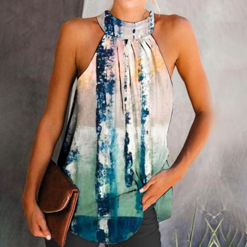 Damen Stilvolles Halterneck Top mit gesmoktem Design WW