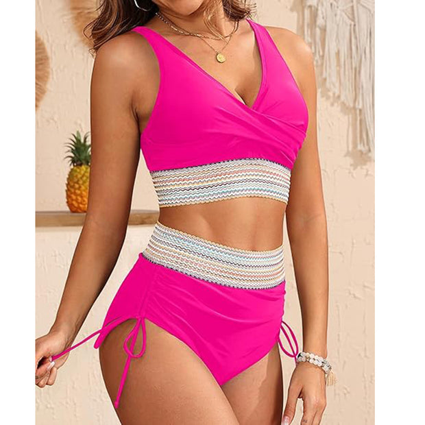 Damen Bikini-Set mit verstellbarem Bund und elegantem Oberteil WW