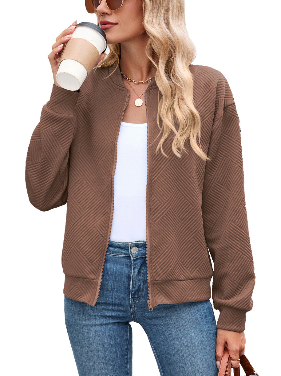 Damen Sportliche Bomberjacke mit strukturiertem Design WW