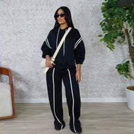 Damen sportliches Lounge-Set mit modernem Hoodie und weitem Hosen WW