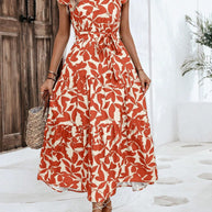 Damen lässiges Midi-Kleid mit Rüschen und floralem Muster WW