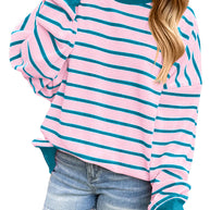 Damen lässiger und bequemer Pullover mit strukturiertem Rippenmuster und weitem Schnitt WW