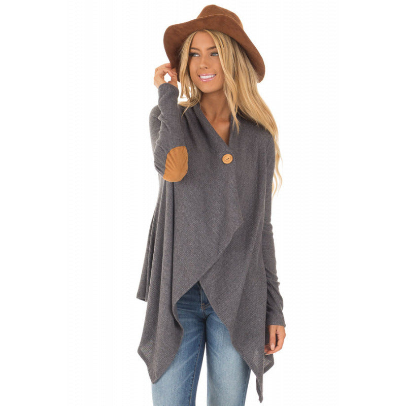 Damen Wickeljacke mit asymmetrischem Schnitt und Lederakzenten WW