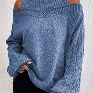 Damen Strickpullover mit lässigem Off-Shoulder Design und hohem Kragen WW
