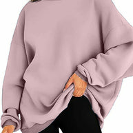 Damen oversized Kapuzenpullover mit seitlichen Schlitzen WW