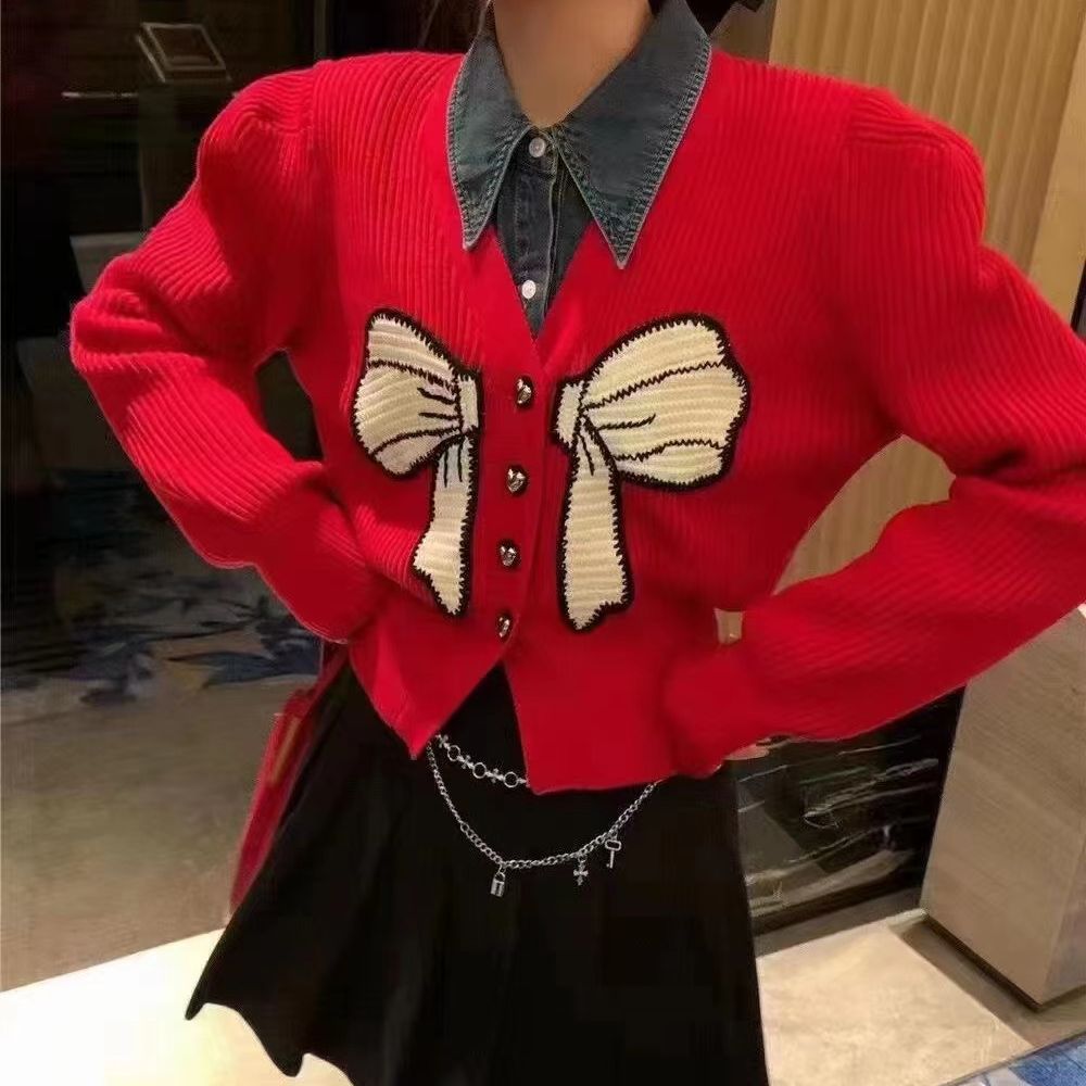 Damen Strickjacke mit großem Schleifendetail WW