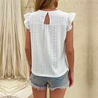 Damen Bluse mit romantischen Rüschen und einzigartiger Lochstickerei WW