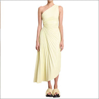 WW | One Shoulder Plissee Midi Kleid