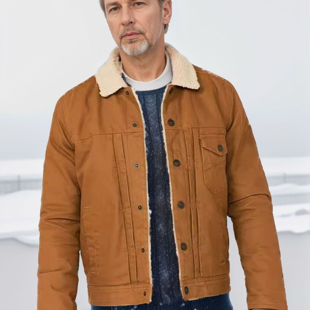 Herren Winterjacke aus strapazierfähigem Baumwollmaterial mit Teddyfutter und praktischen Taschen WW