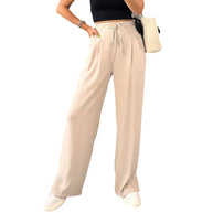 Damen Weite Freizeithose mit elastischem Bund und verstellbarem Kordelzug WW