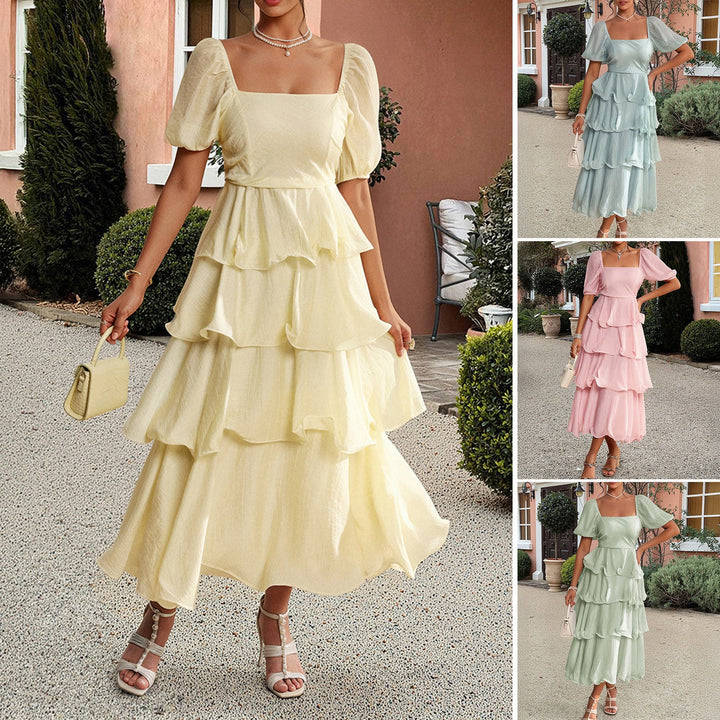 Damen Sommerliches Maxikleid mit kreisförmigem Ausschnitt und Rüschendetails W&W Mode