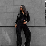 Damen Sportliches Loungewear-Set mit Kapuze und elastischem Bund WW