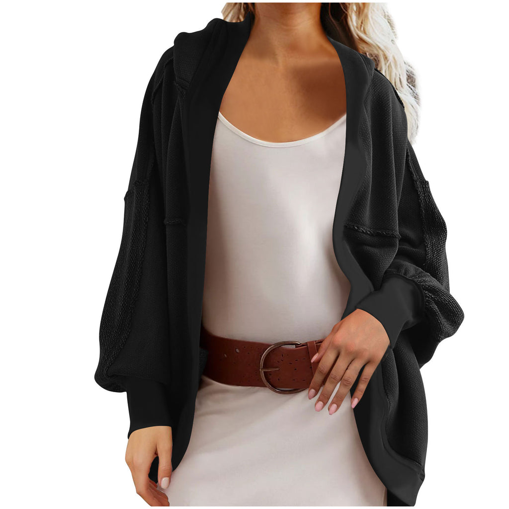 Damen lässiger Strickmantel mit offener Front und praktischen Taschen WW