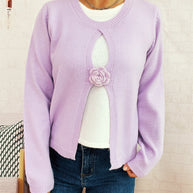 Damen Strickjacke mit verspieltem Blüten-Detail WW