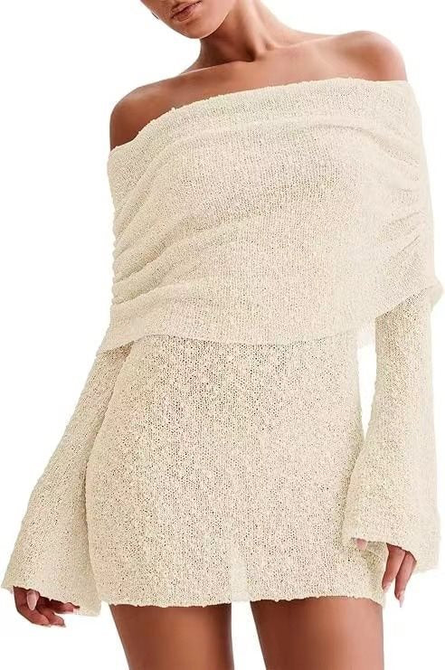 Damen Schulterfreies Minikleid mit glitzerndem Effekt und Übergröße WW