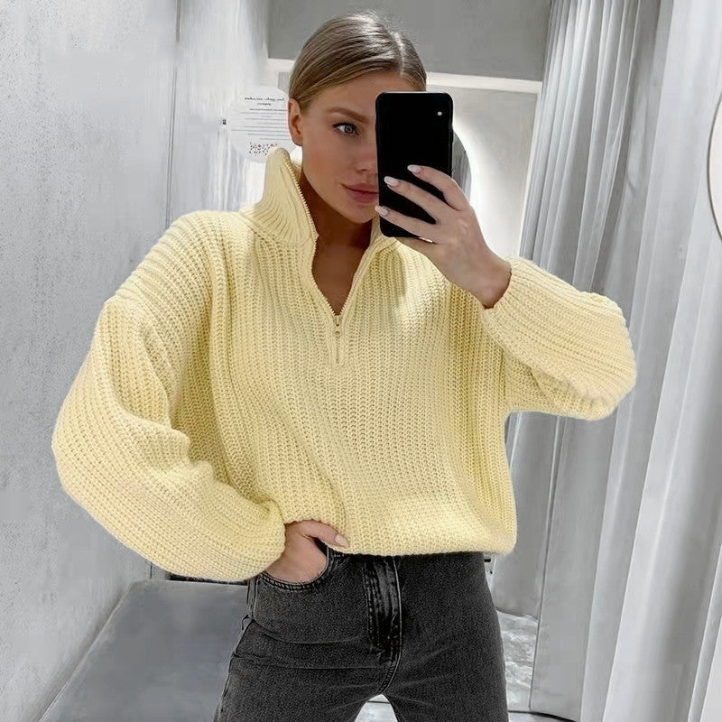 Damen Strickpullover mit Stehkragen WW