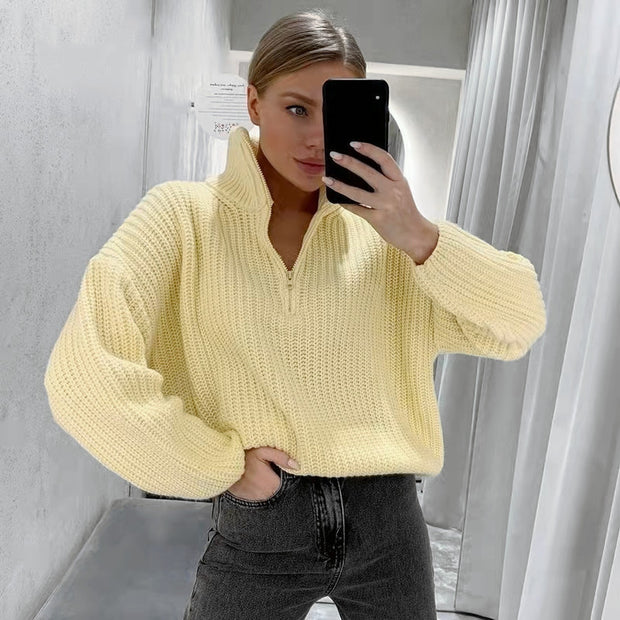 Damen Strickpullover mit Stehkragen WW