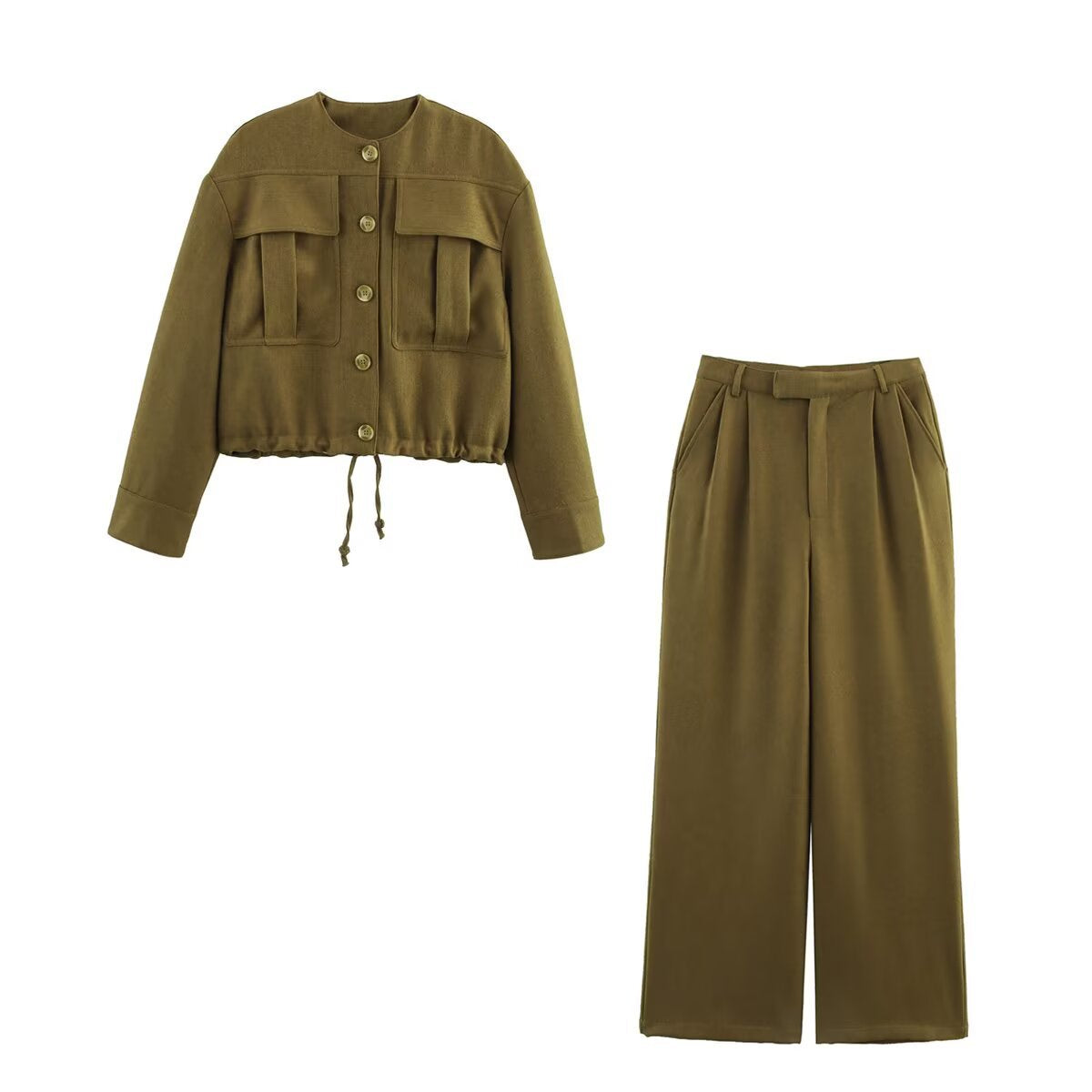 Damen weite Hose mit hohem Bund und Faltenwurf WW