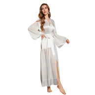 Damen Satin-Kimono-Robe mit elegantem Taillengürtel und fließendem Schnitt WW