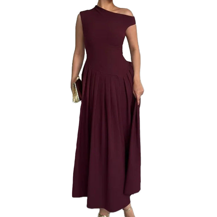 Damen Elegantes Maxi-Kleid mit asymmetrischem Ausschnitt und schwingendem Rock W&W Mode