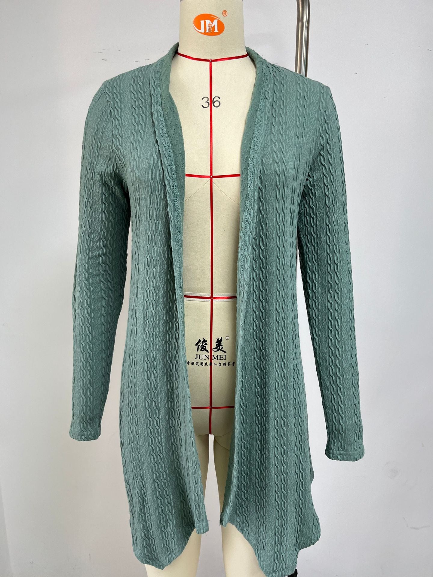 Damen Strickjacke mit strukturiertem Waffelmuster und offener Front WW