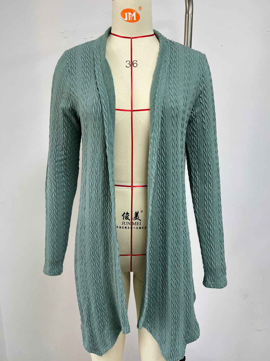 Damen Strickjacke mit strukturiertem Waffelmuster und offener Front WW