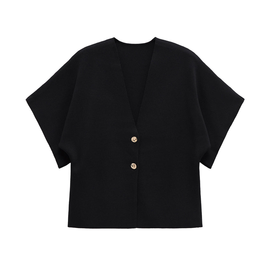Damen leichte Strickjacke mit elegantem V-Ausschnitt und luxuriösen Knopfdetails WW