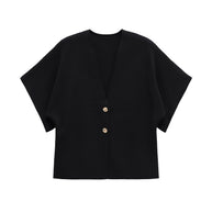 Damen leichte Strickjacke mit elegantem V-Ausschnitt und luxuriösen Knopfdetails WW