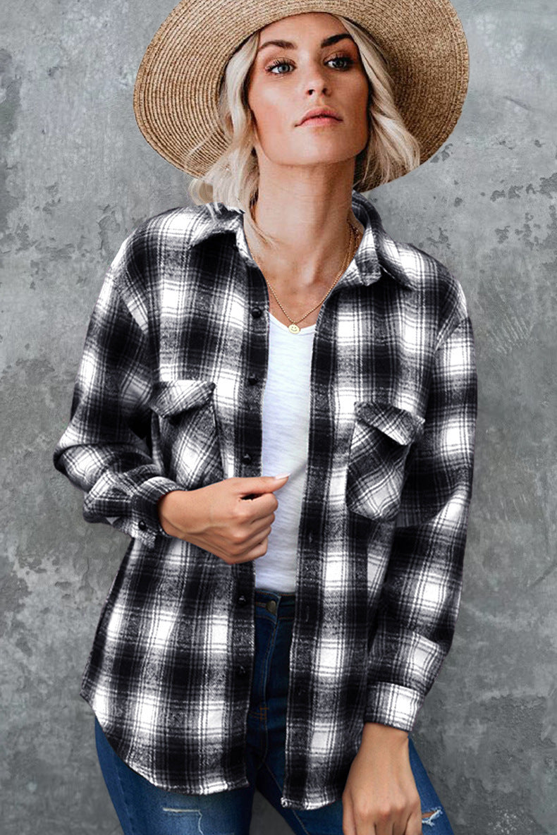 Damen Karo-Hemdjacke aus weichem Flanell mit praktischen Taschen WW