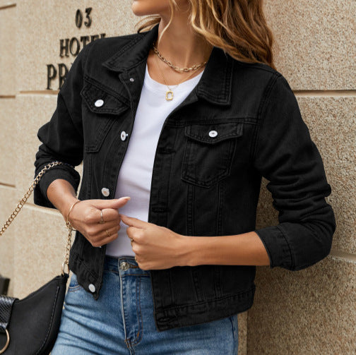 Damen klassische Denim-Jacke im Schneidertailoring-Stil WW
