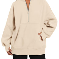 Damen Sportlicher Hoodie mit hohem Kragen und Reißverschluss WW