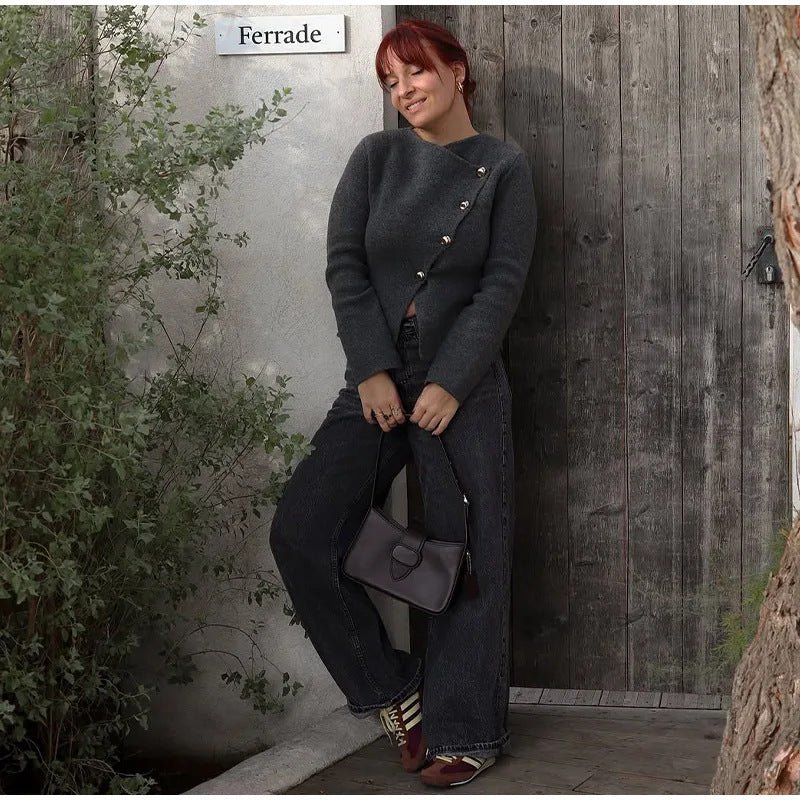 Damen Schickes Blazer-Kleid mit goldenen Knöpfen WW