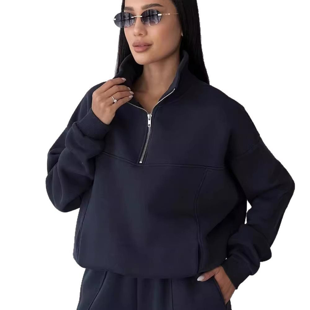 Damen Sportliches Fleece-Kombinationsset mit Stehkragen WW