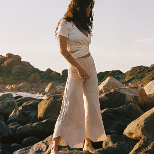 Damen Weite Jersey-Hose mit seitlichen Taschen und elastischem Bund WW