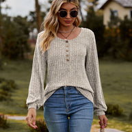 Damen Strickoberteil mit Knopfdetails und lässigem Schnitt WW