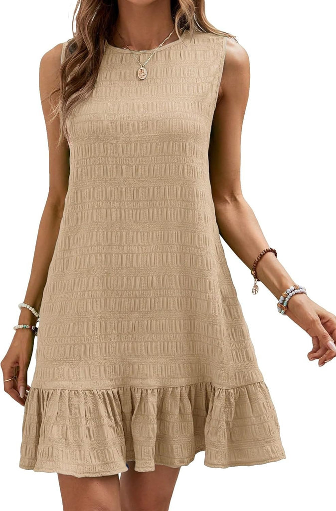 Damen Sommerliches Kleid mit Volantabschluss und strukturierter Oberfläche WW