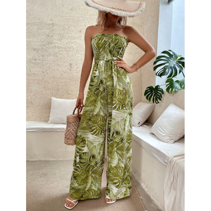 Damen Palazzo Jumpsuit mit floralen Mustern und elastischem Oberteil WW