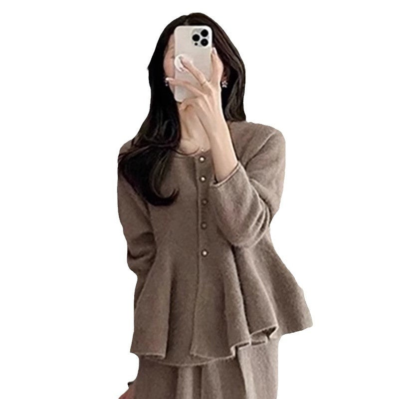 Damen schickes Zweiteiliges Strickensemble mit weich fließendem Design WW