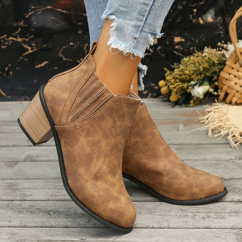 W&W Mode | Vintage Stiefeletten Mit Klobigem Absatz