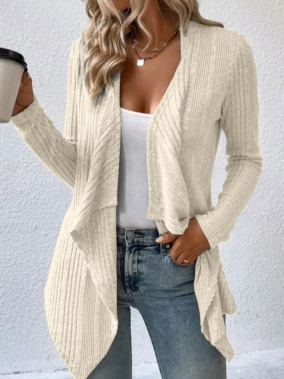 Damen Strickjacke mit asymmetrischem Saum und feinem Rippmuster WW