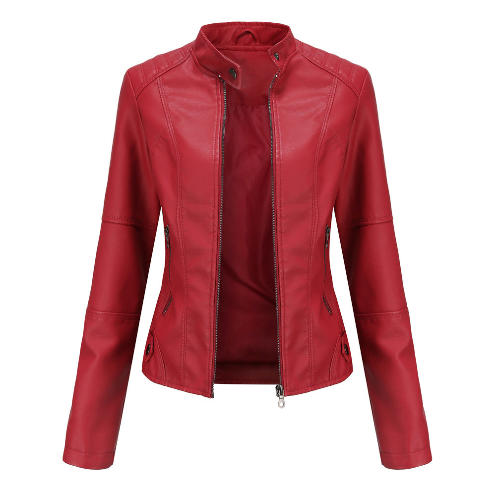WW - Damen schlichte Kunstlederjacke für einen kantigen Look