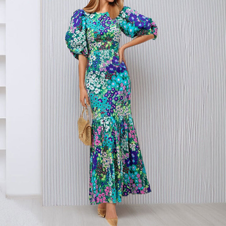 Damen Maxikleid mit voluminösen Ärmeln und eleganter Rüschendetail W&W Mode